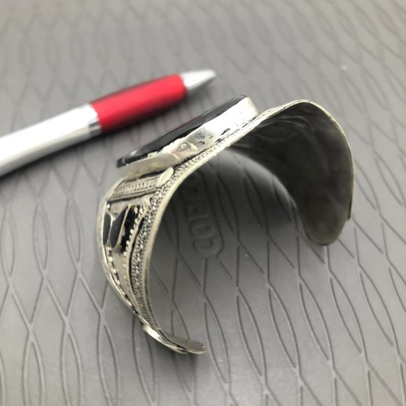 Single  Afghan Stone Big Cuff Bracelet, Tribal Cuff, Boho Cuff, Handmade - Picture 4 of 4